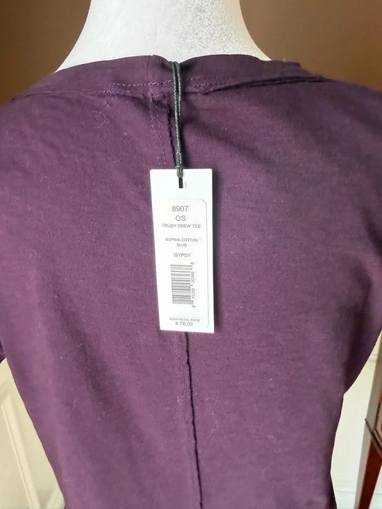 Michael Stars Trudy Crew Tee Supima Cotton Slub Color Gypsy (Eggplant) Small NWT - Picture 4 of 11
